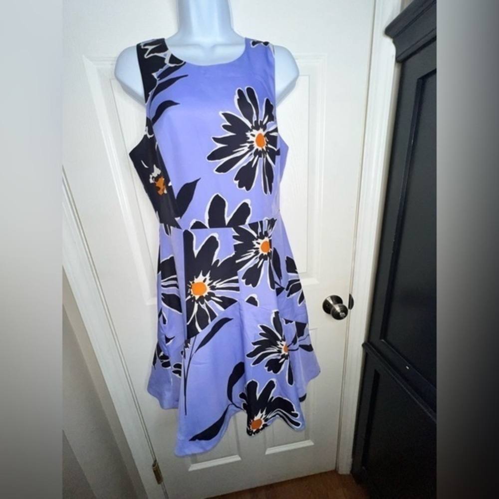 J. Crew Women’s 6 Periwinkle Blue Floral Fit N Flare Knee Length Dress Spring S